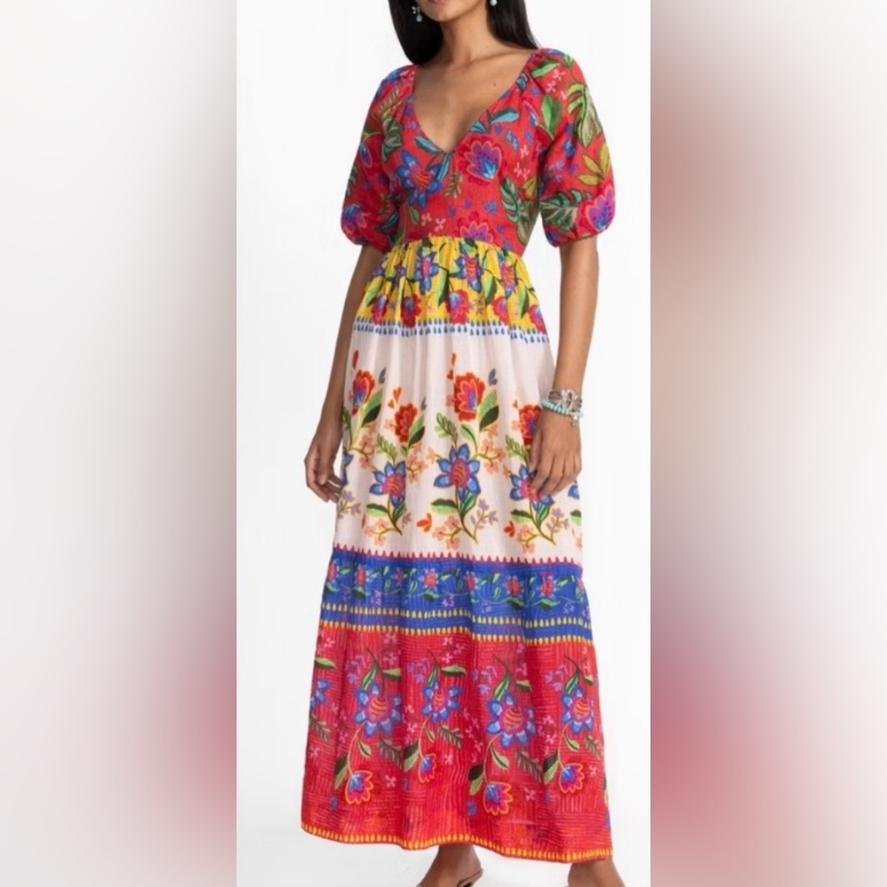 NWT Womens Johnny Was California Rumba Maxi Dress Patchwork Bohemian OpenBack XL